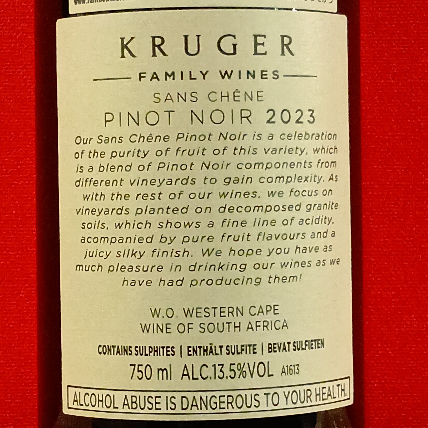 サン・シェーヌ・ピノ・ノワール 2023 クルーガー・ファミリー・ワインズ