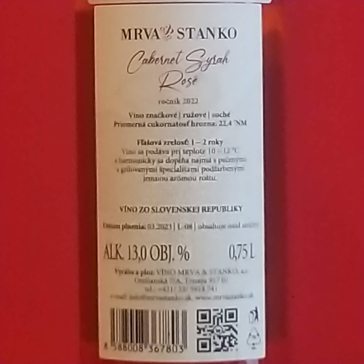 カベルネ・シラー ロゼ 2022 ムルヴァ&スタンコ スロバキア