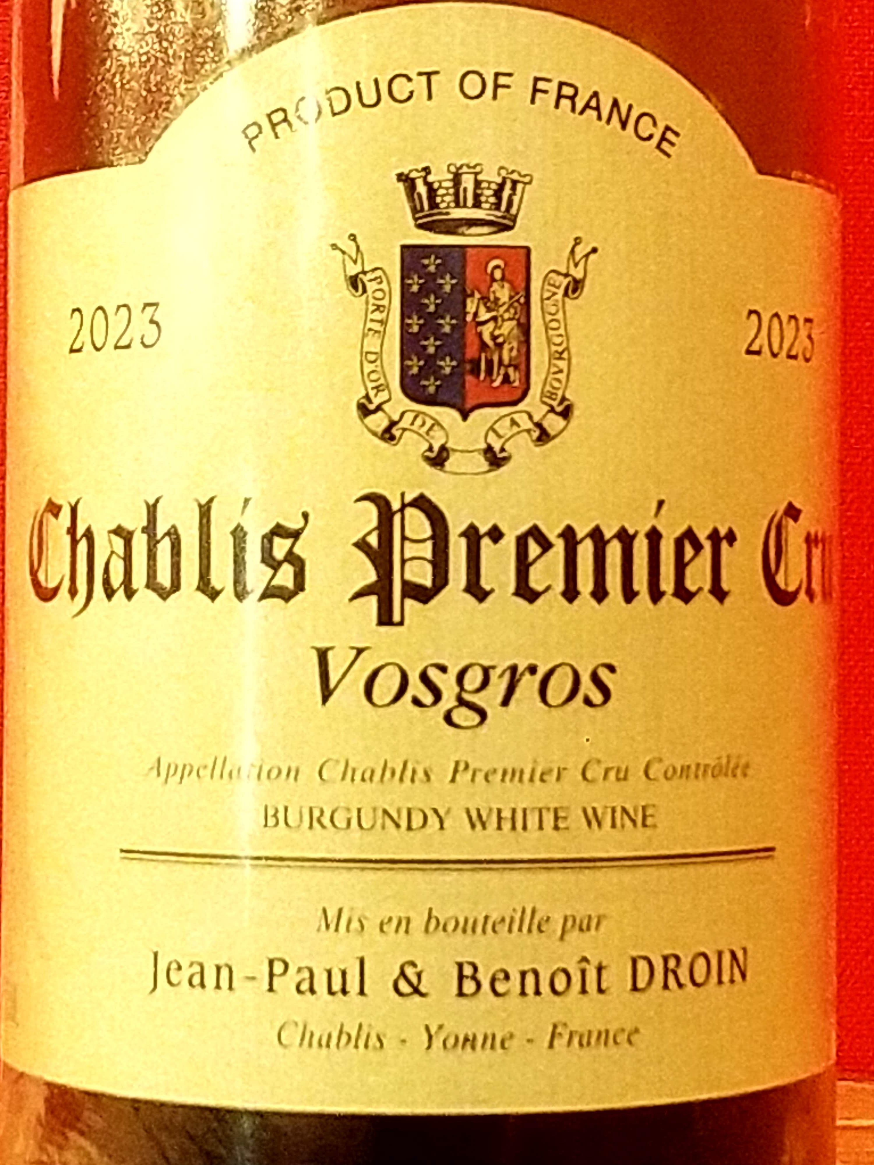 1990 ジャン・ポール・ドロワ シャブリ プルミエ・クリュ 750ml 13% シャブリ プルミエ クリュ ヴォグロ 白 2023 ジャン ポール エ