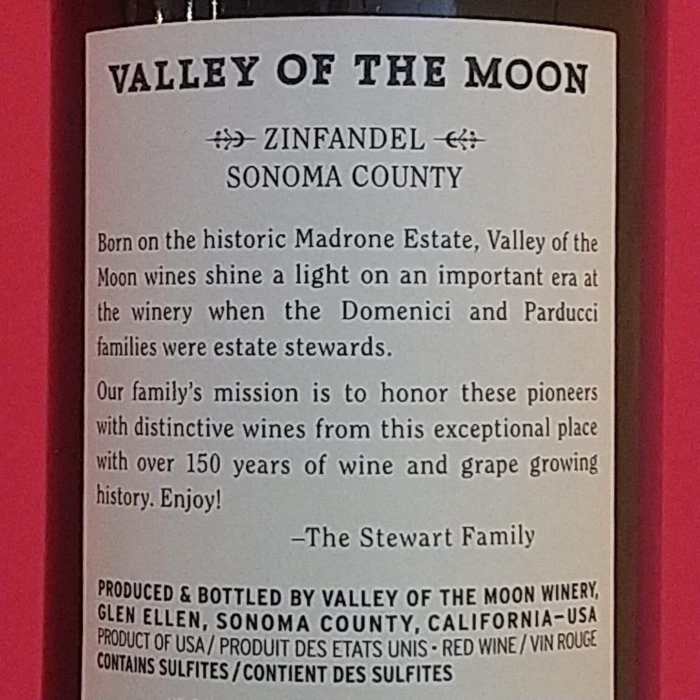ジンファンデル ソノマ・カウンティ/ヴァレー・オブ・ザ・ムーン2019 🟥赤