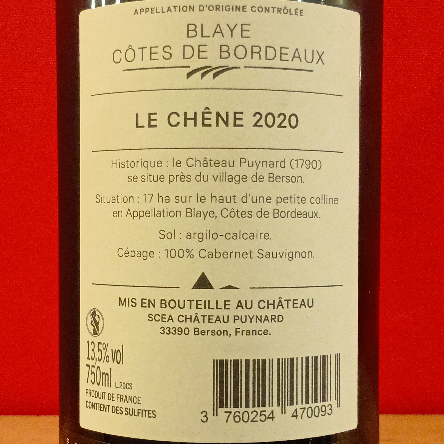 シャトー　ピュイナール　カベルネ　シェーヌ　2020　