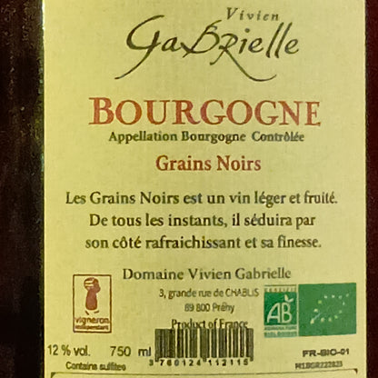 ブルゴーニュ　ルージュ　赤　グラン　ノワール　2022　ヴィヴィアン・ガブリエル