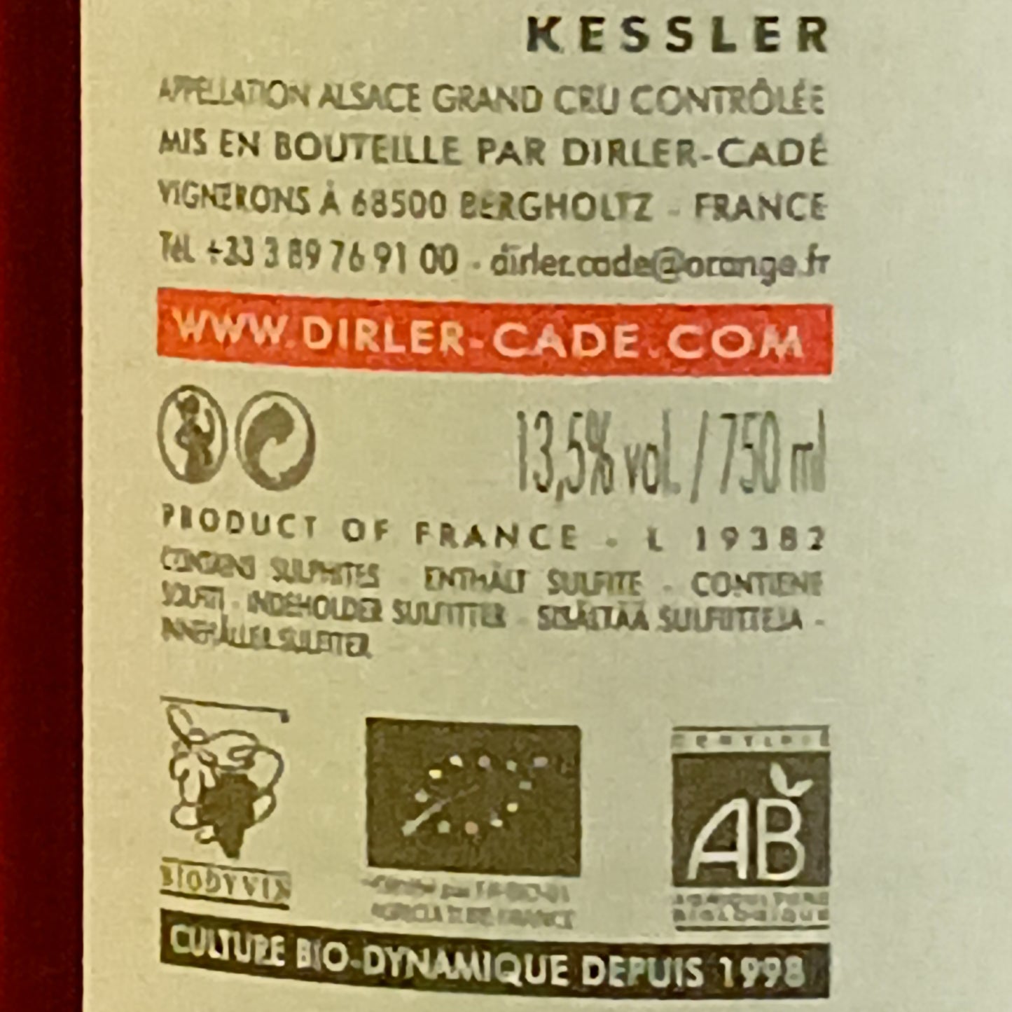 2019   アルザス　リースリング　グランクリュ　ケスレール　ハイス・ヴァネ　/　ディルレ・カデ