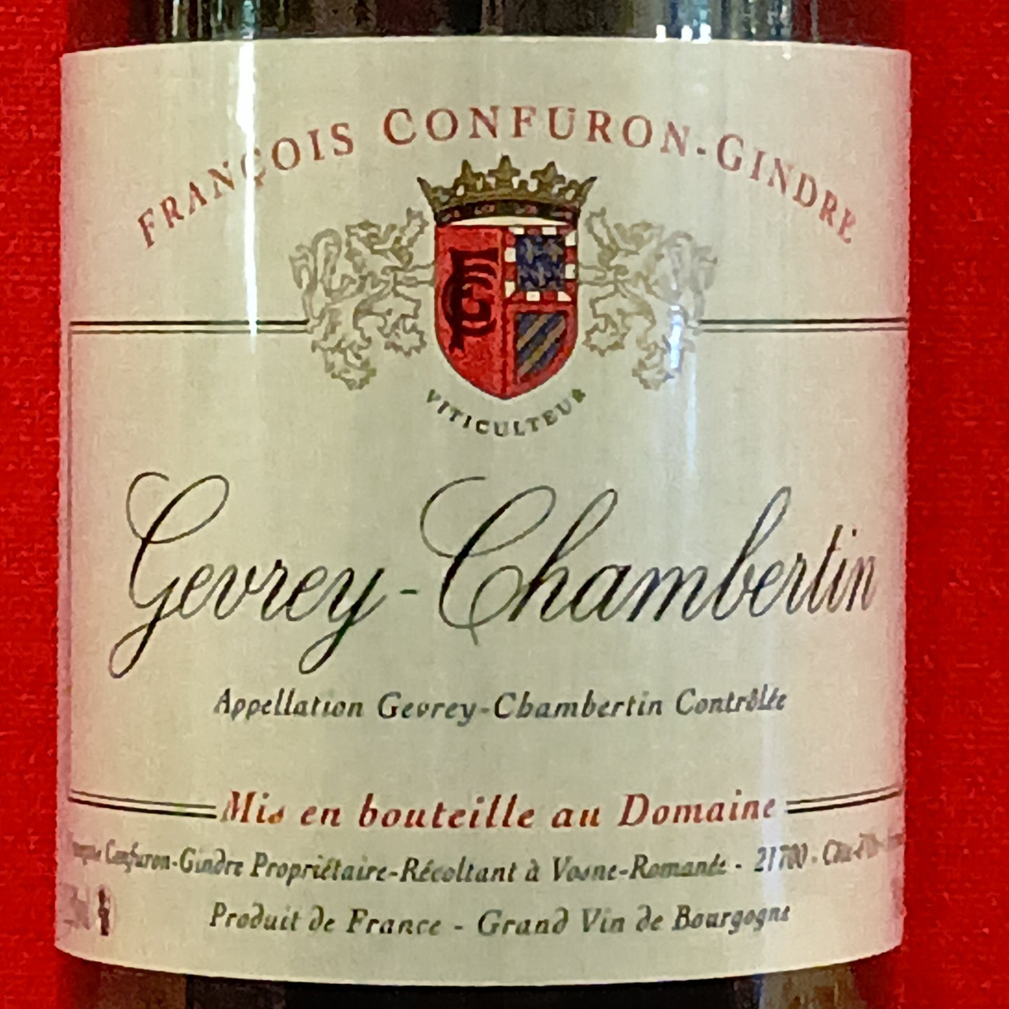 ジュヴレ・シャンベルタン　 2023　フランソワ　コンフュロン　ジャンドル　🟥赤