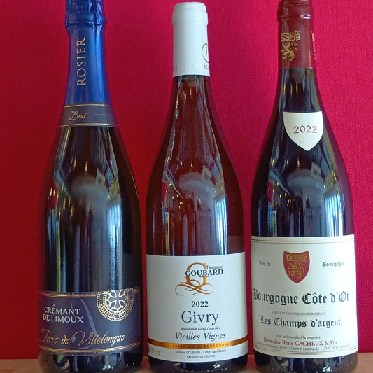3本ミックスセット　南仏泡、ブルゴーニュ白赤