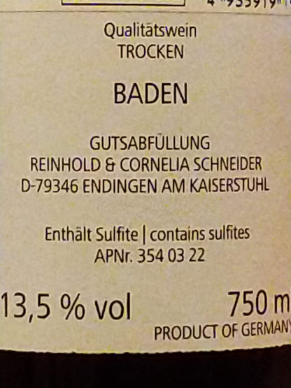 シュペートブルグンダー クヴァリテーツヴァイン トロッケン/ワイングート ラインホールト コーネリア シュナイダー　2019　🟥赤