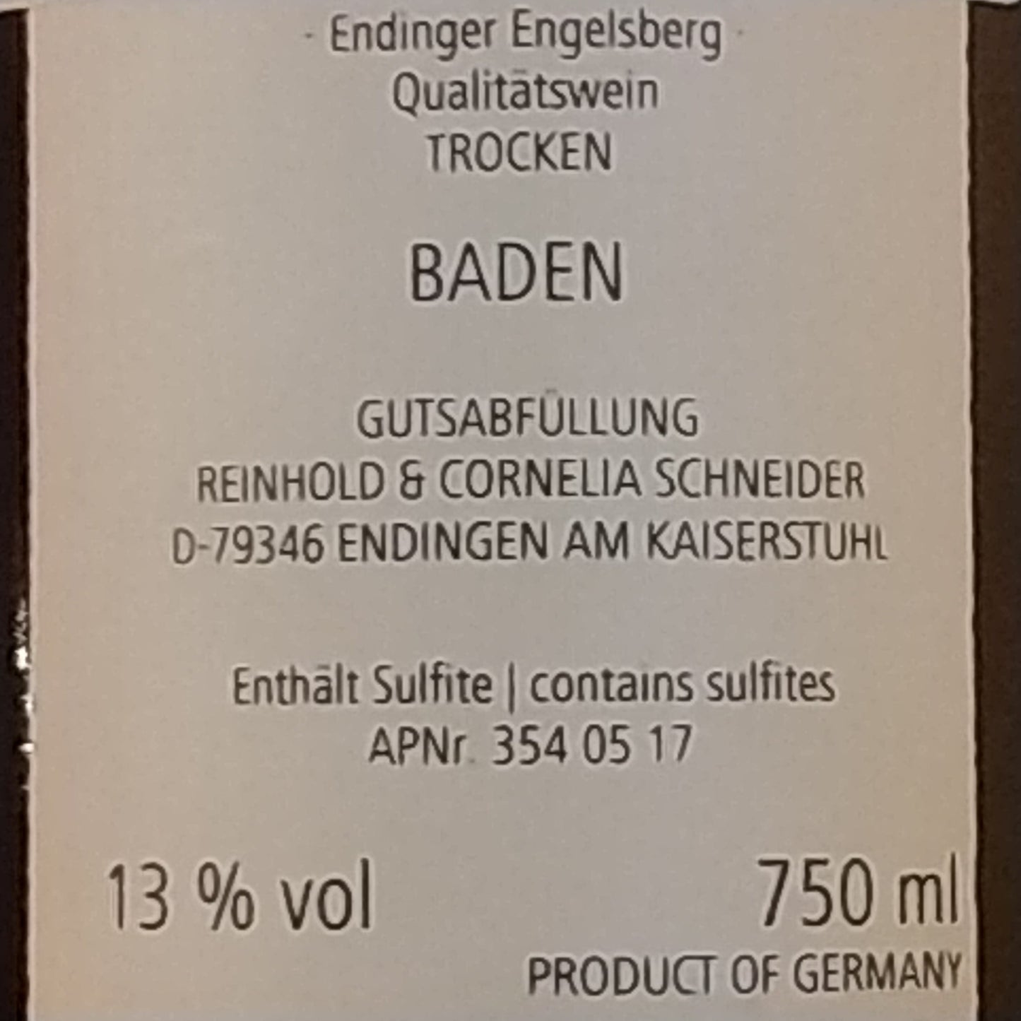 シュペートブルグンダー　トロッケン　エンゲルスベルク Spätburgunder Qualitätswein Trocken Engelsberg　2014　🟥赤