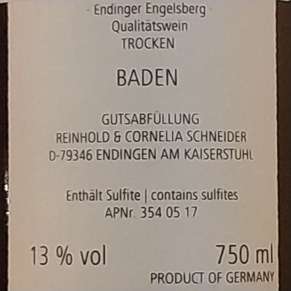 シュペートブルグンダー　トロッケン　エンゲルスベルク Spätburgunder Qualitätswein Trocken Engelsberg　2014　🟥赤