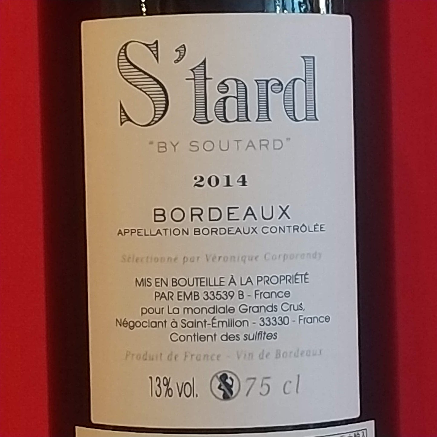 スタール・バイ・スタール　2014　ボルドー　🟥赤