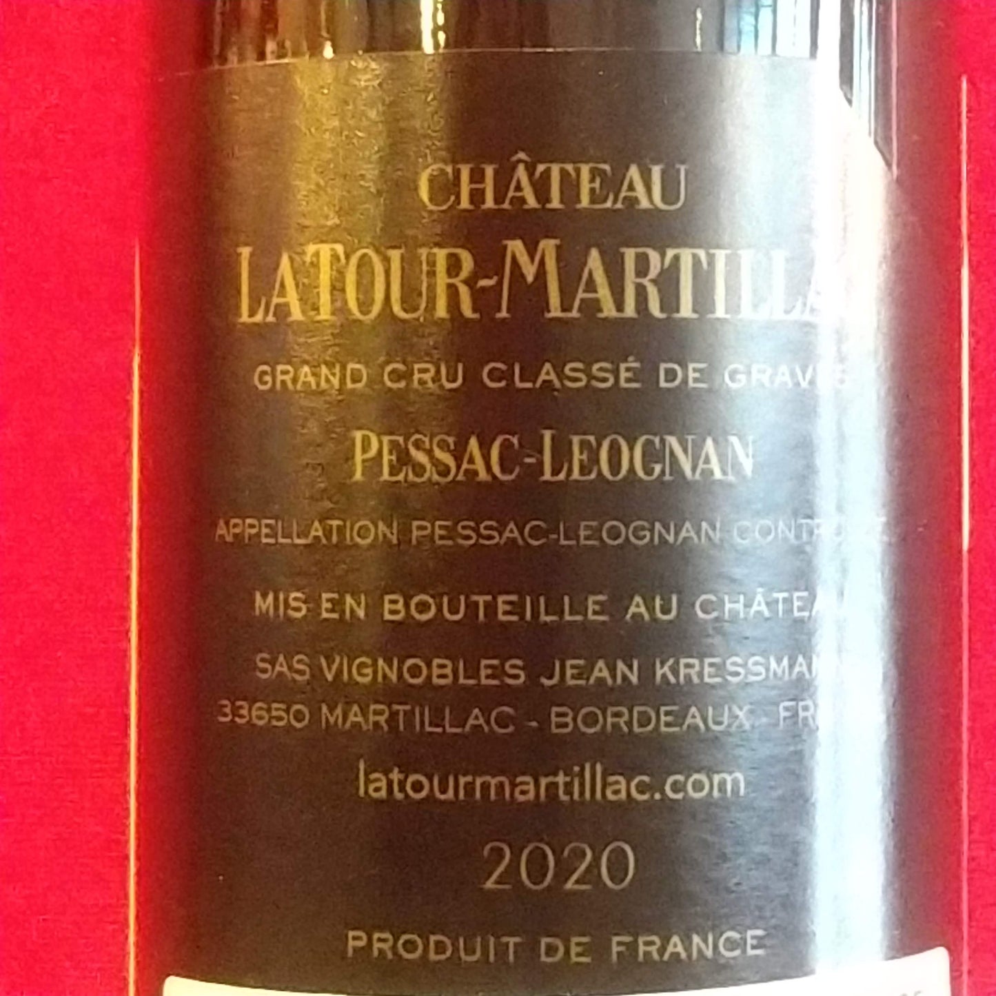 シャトー　ラトゥール　マルティヤック　赤　ハーフ　2020　375ml