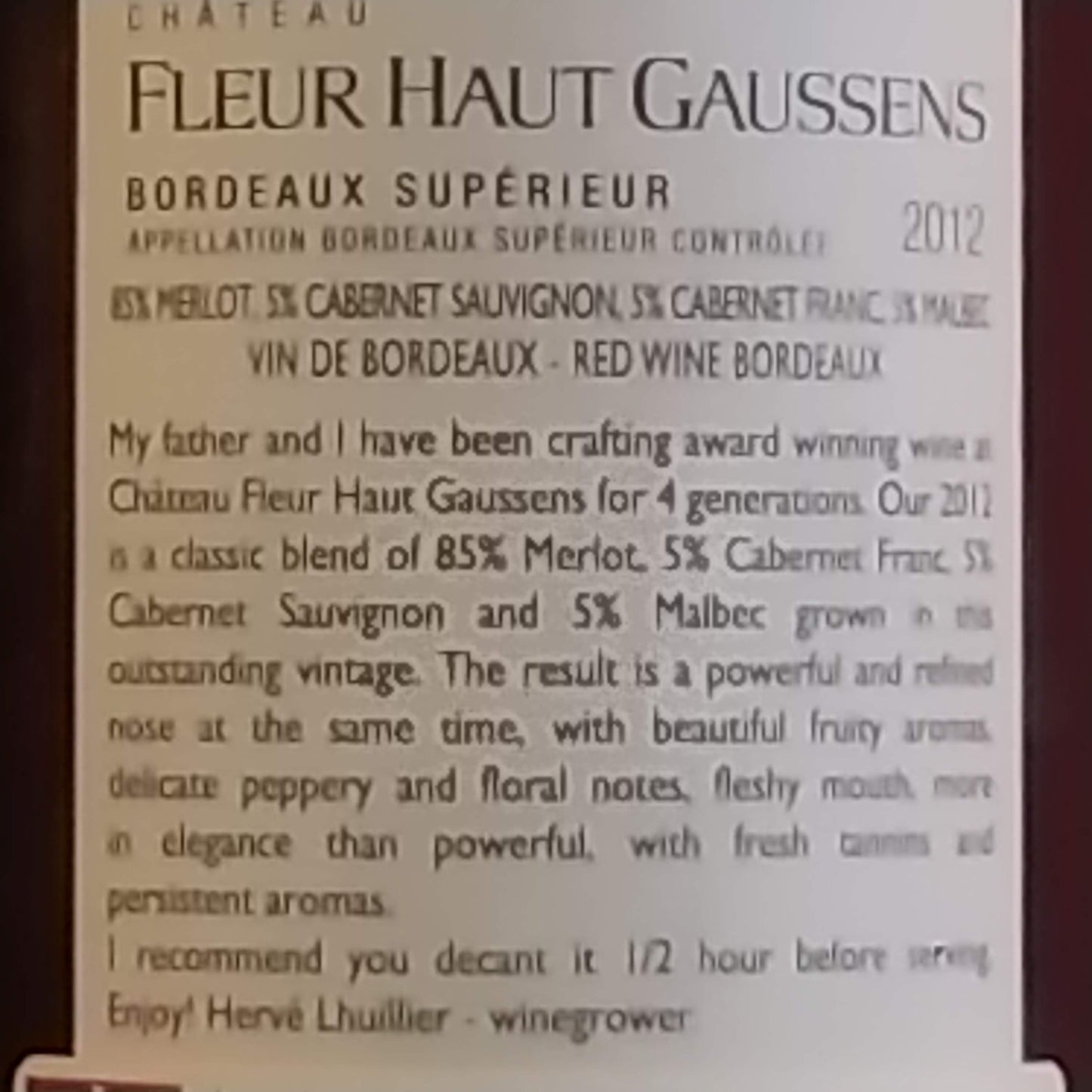 シャトー フルール オー ゴーサン 2012