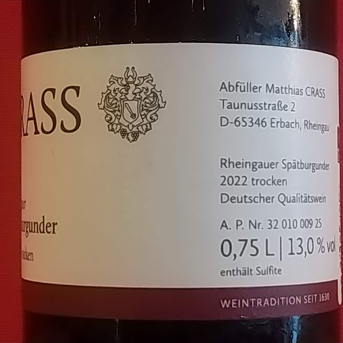 ラインガウアー シュペートブルグンダー トロッケン 2022 / クラス